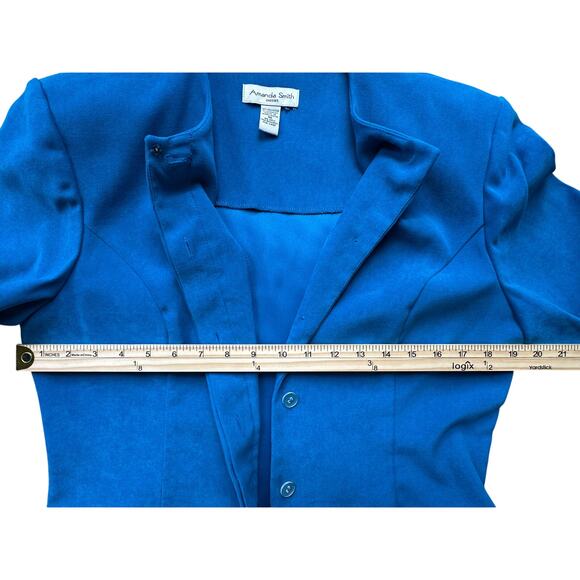 NWOT Amanda Smith Colbalt Blue Vintage Cropped Blazer Size 10 Retro 90s Style - Picture 7 of 8